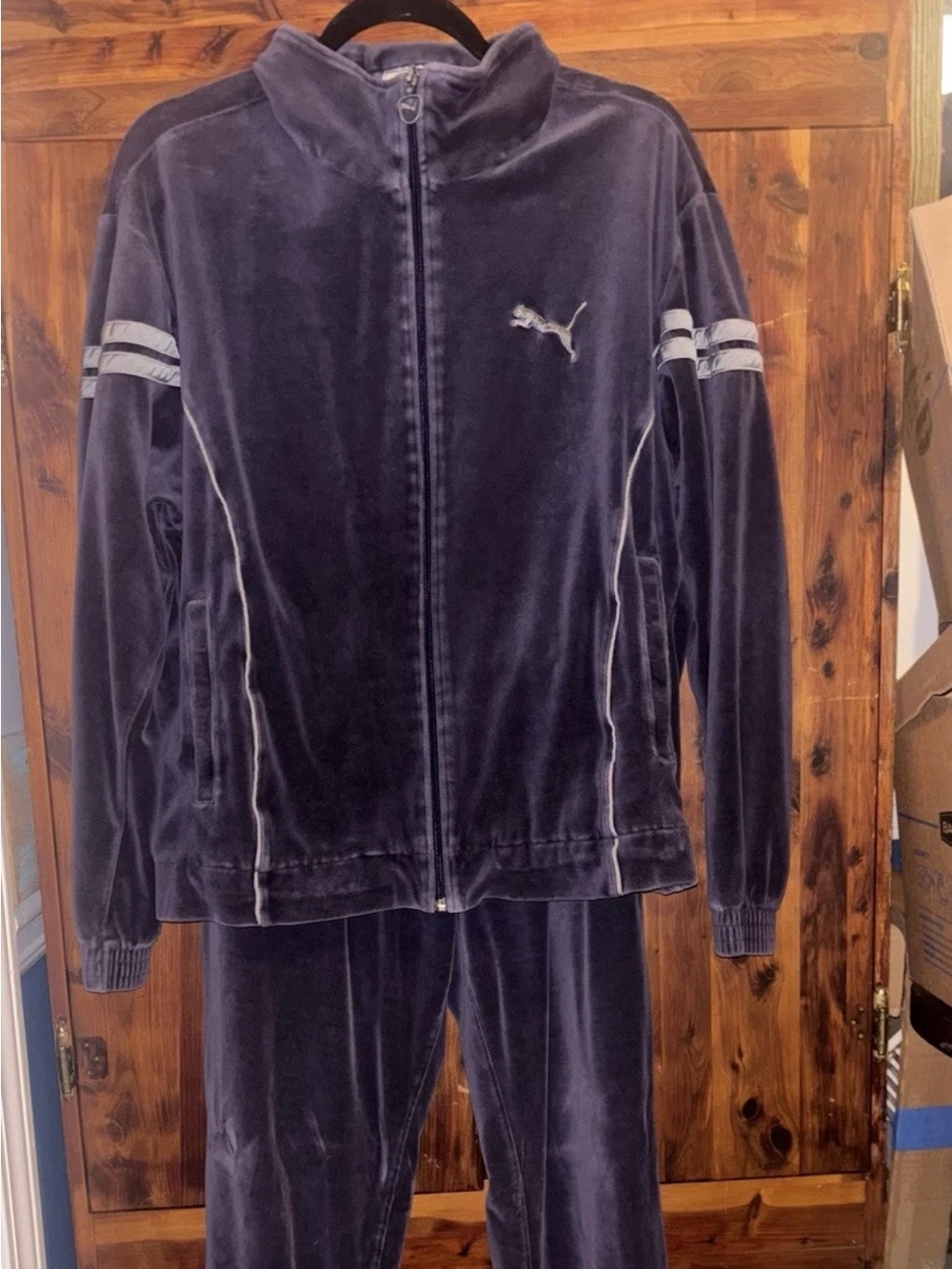 Vintage 2000s Y2K Puma Navy Blue Velour Tracksuit